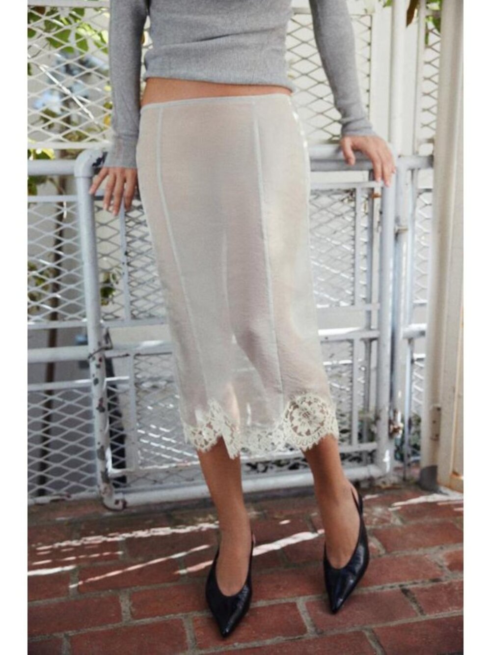 ZARA CONTRAST LACE SATIN SKIRT 1223/730/018